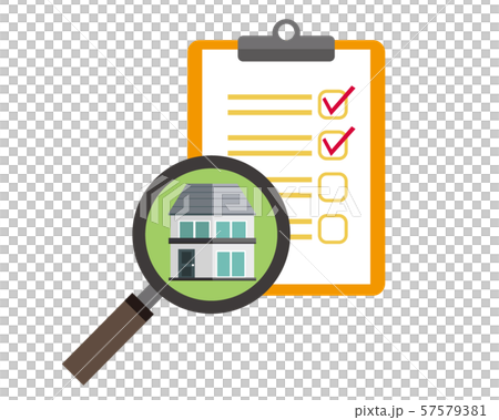 Magnifying glass house clipboard checkmark binder estimate assessment Magnifying glass house clipboard checkmark binder estimate assessment 57579381