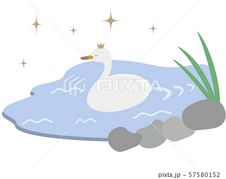 湖で泳ぐ白鳥のプリンセスのイラスト素材