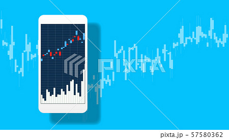 スマホの金融商品取引画面とチャートの背景 57580362