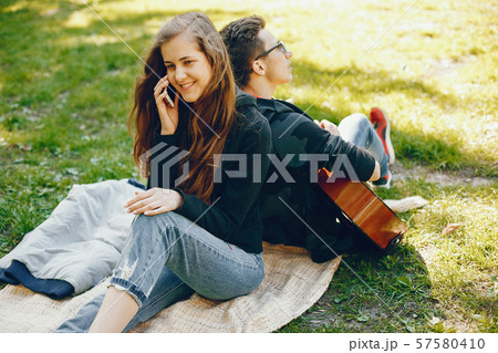 Couple with a guitar Couple with a guitar 57580410