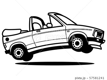 ジャーマンコンパクトカブリオレ　塗り絵風　自動車イラスト　ジャンプ 57581241