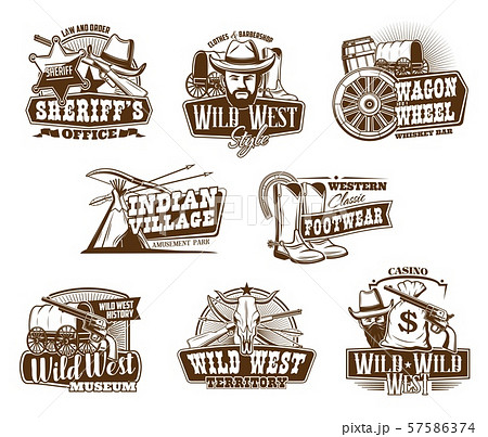 American Western, Wild West vintage icons American Western, Wild West vintage icons 57586374