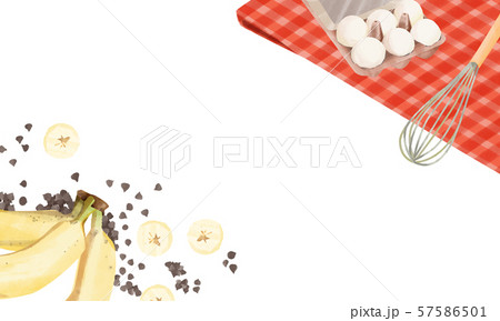 卵とバナナのコーナーフレームのイラスト素材
