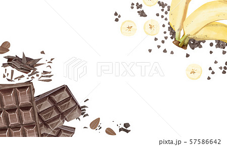 チョコレートとバナナのコーナフレームのイラスト素材