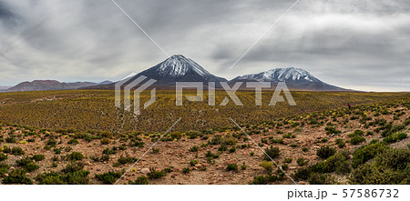 Licancabur volcano cloudy day wide panorama 57586732