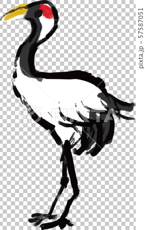 縁起物　鶴　手書きイラスト　　 57587051