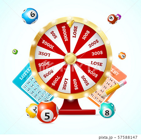 Realistic 3d Detailed Casino Fortune Wheel and Lottery Table. Vector Realistic 3d Detailed Casino Fortune Wheel and Lottery Table. Vector 57588147