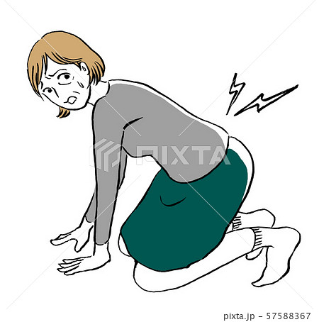 ぎっくり腰の女性　色付き 57588367