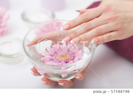 Manicure and Hands Spa. Beautiful Woman Hands Closeup 57588796