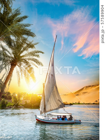 Nile River and Sailboat 57589904