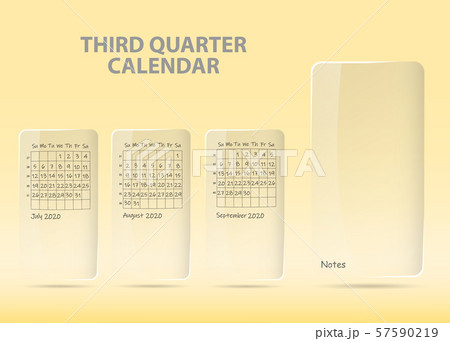 Calendar for third quarter of 2020 year template 57590219