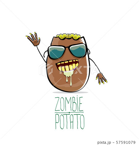vector funny cartoon cute brown zombie potato isolated on white background. Halloween monster vector funny cartoon cute brown zombie potato isolated on white background. Halloween monster 57591079