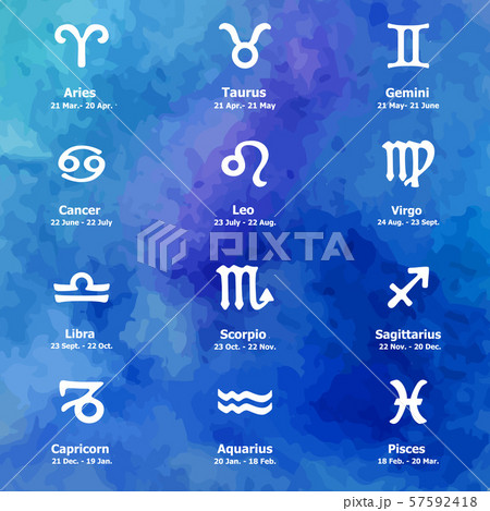 Zodiac icons. Freehand drawing. 57592418