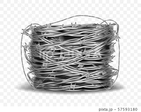 Coil of metal steel barbed wire with thorns Coil of metal steel barbed wire with thorns 57593180