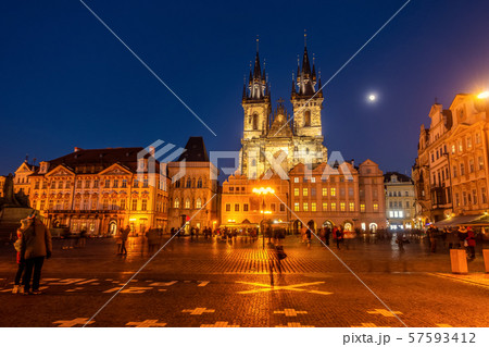 night scene at staromestka square and old gothic night scene at staromestka square and old gothic 57593412