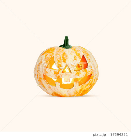 Scary pumpkin on yellow background, the night of fear Scary pumpkin on yellow background, the night of fear 57594251