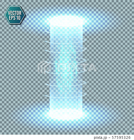 Magic fantasy portal. Futuristic teleport. Light effect. Blue candles rays of a night scene with 57595326