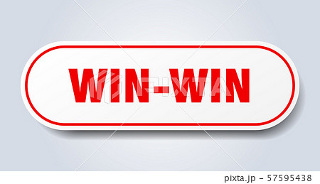 Win Win Sign Win Win Rounded Red Sticker Win Winのイラスト素材