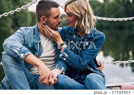Romantic young couple relax on nature Romantic young couple relax on nature 57595955