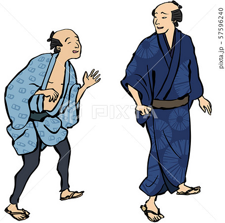 和風　会話する男　模様あり 57596240