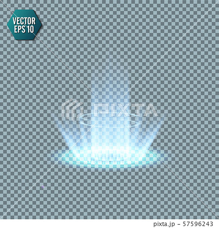 Magic fantasy portal. Futuristic teleport. Light effect. Blue candles rays of a night scene with 57596243