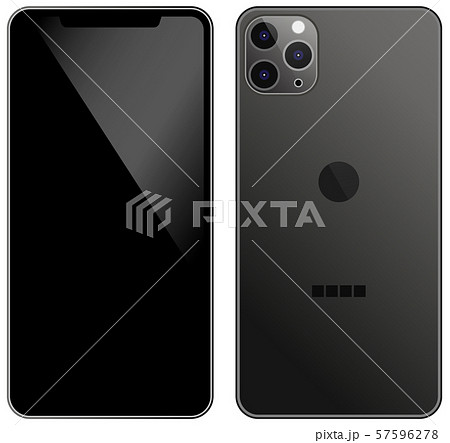 ３眼カメラ 最新型スマートフォン 表面 裏面 のイラスト素材 57596278 Pixta