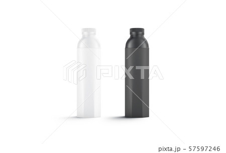 Blank black and white water bottle mockup set, 57597246