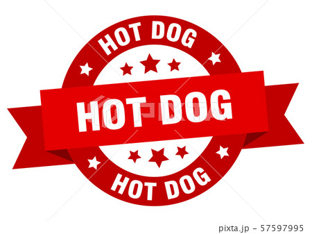 hot dog ribbon. hot dog round red sign. hot dog hot dog ribbon. hot dog round red sign. hot dog 57597995
