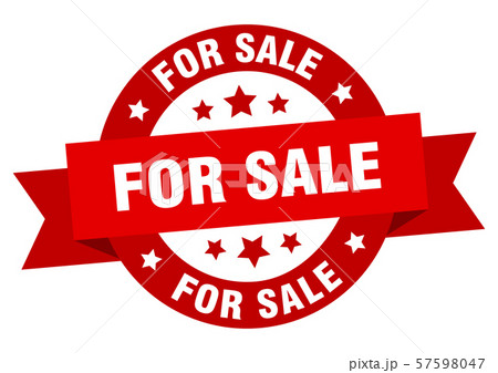 for sale ribbon. for sale round red sign. for saleのイラスト素材 