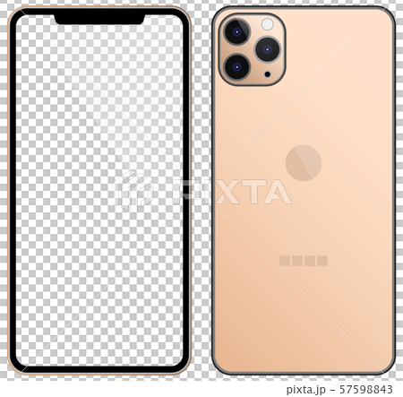 【画面透過】３眼カメラ 最新型スマートフォン（表面・裏面） 57598843