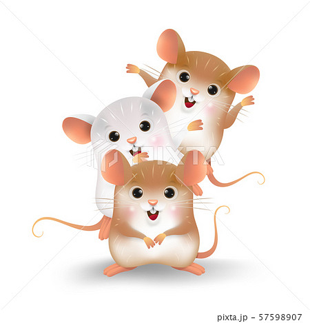Cartoon of the three little rats personality. Zodiac symbol of the year 2020. Chinese New Year, the year of the rat. 57598907