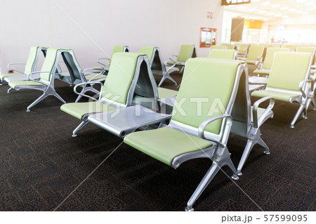 Bench in the terminal of airport. empty airport 57599095