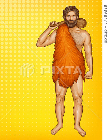 pop art caveman in fur loincloth 57599329