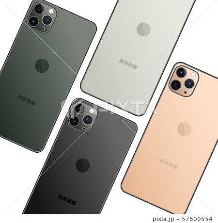 ３眼カメラ 最新型スマートフォンセット（表面・裏面）のイラスト素材