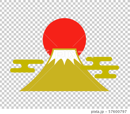 富士山と日の出アイコンのイラスト素材