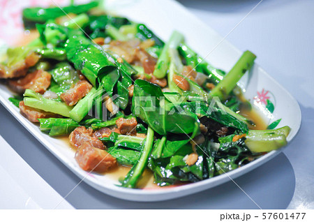 stir-fried kale with crispy pork stir-fried kale with crispy pork 57601477