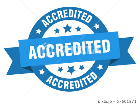 accredited ribbon. accredited round blue sign. accredited ribbon. accredited round blue sign. 57601871