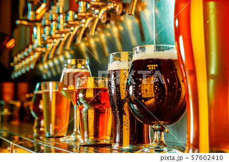 Glasses of different kinds of beer, time for oktoberfest Glasses of different kinds of beer, time for oktoberfest 57602410
