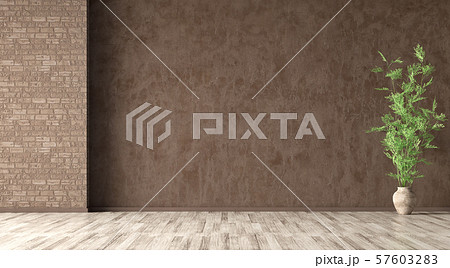 Interior background of room with brown stucco wall 57603283