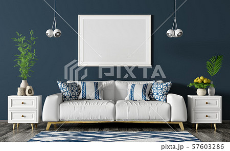 Interior of living room with white sofa, two Interior of living room with white sofa, two 57603286