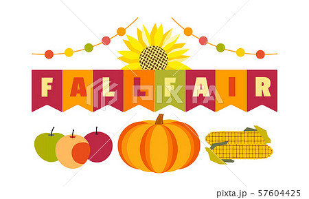 Hand drawn Fall Fair flat color vector headline 57604425