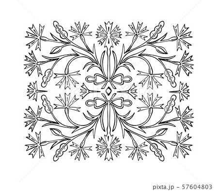 The flower ornament pattern is drawn by hand 57604803