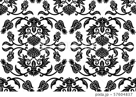 Black floral ethnic seamless pattern. 57604837