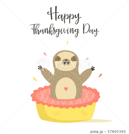 Happy Thanksgiving day card with cute sloth 57605393