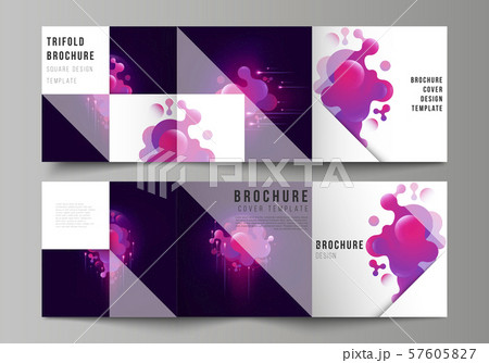 The black colored minimal vector layout. Modern creative covers design templates for trifold square The black colored minimal vector layout. Modern creative covers design templates for trifold square 57605827