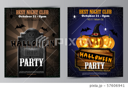 Halloween party flyer with pumpkins 57606941