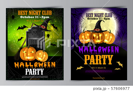 Halloween party flyer with pumpkins 57606977