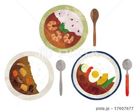 水彩のカレー色々 57607677