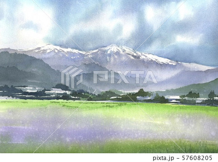 水彩画　雪山 57608205
