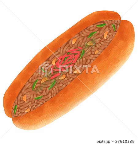 サンドイッチ 焼きそばサンド コッペパンのイラスト素材